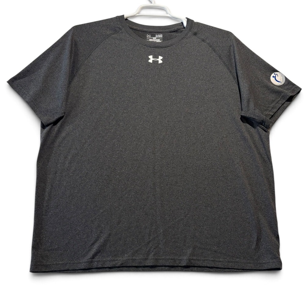 Under Armour Heatgear Mens XL Gray Short Sleeve Loose Fit T-Shirt Golf Ball Logo